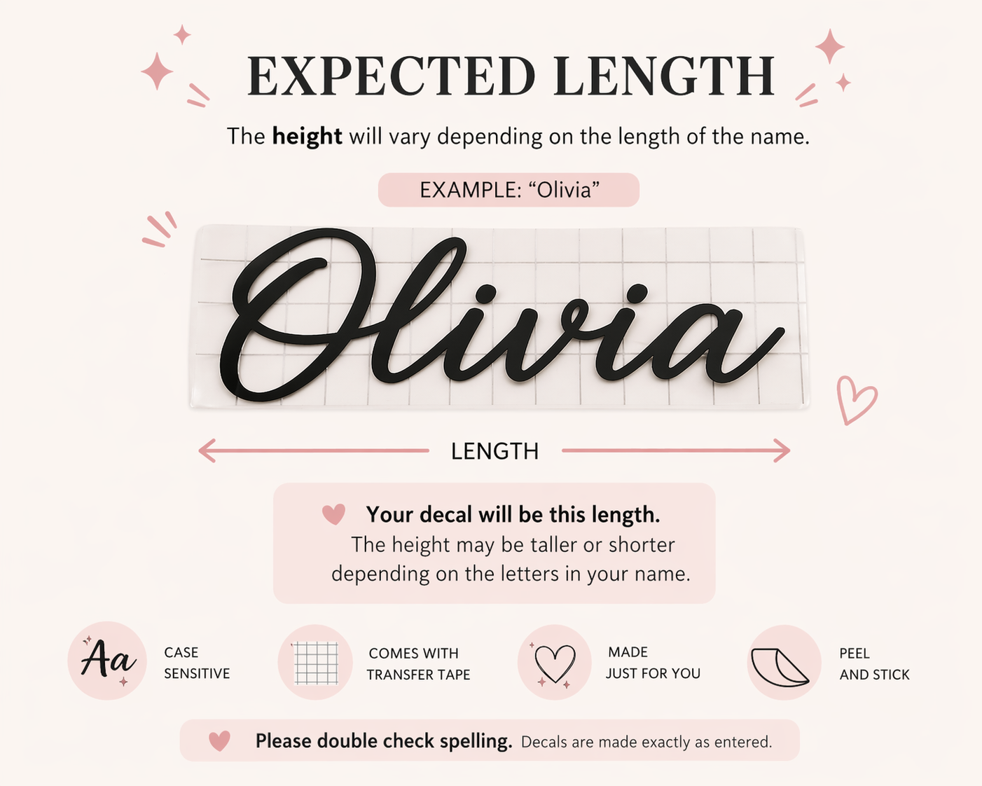 Custom Cursive Name Vinyl Decal | Transfer Stickers