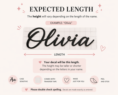 Custom Cursive Name Vinyl Decal | Transfer Stickers